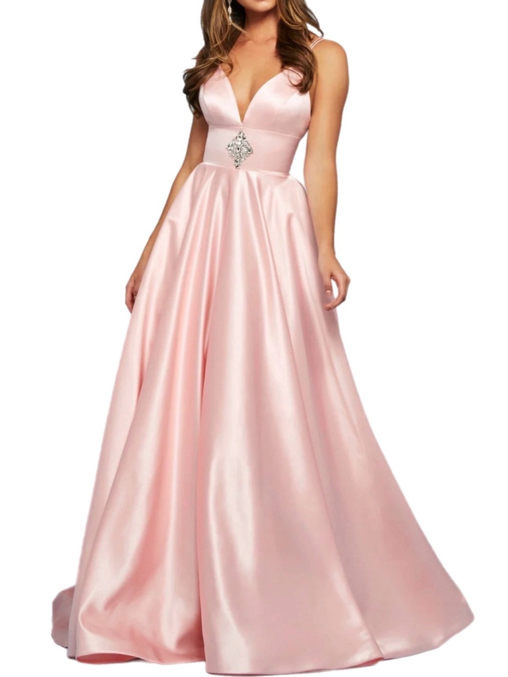 NWT Sherri Hill $498 MSRP Blush  A-Line Formal Gown with Crystal Waist Size 8